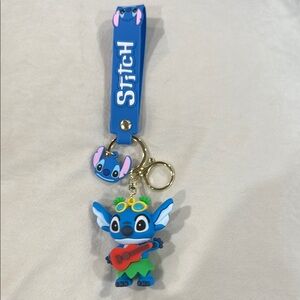 Stitch Playing the guitar Blue and Green Keychain